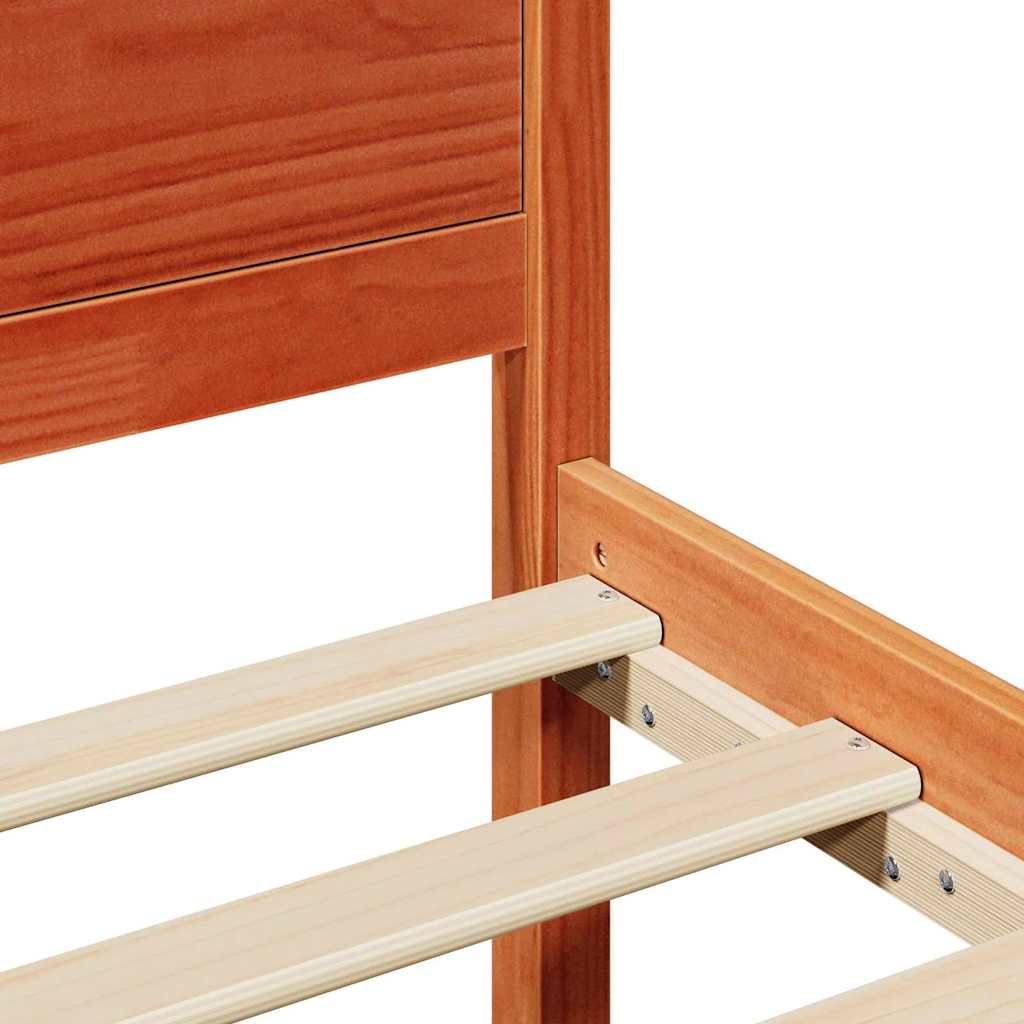 Bettgestell mit Kopfteil Braun 100 x 200 cm Massivholz Kiefer